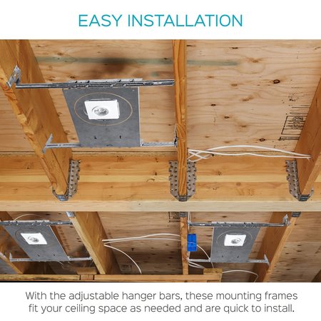 Luxrite Shallow Recessed Housing Mounting Plate 3-4-6 Inch LED Recessed Kits Extendable Bars ETL 4-Pack LR41002-4PK